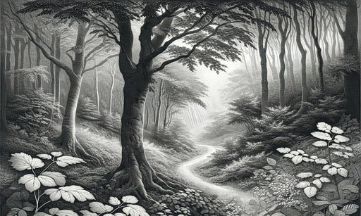Black and White Forest Mural Wallpaper | Little Path Through the Foliage