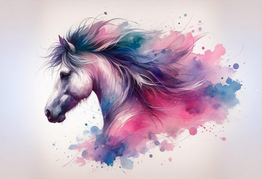 Horse Mural Wallpaper | Watercolor of a Multicolored Horse