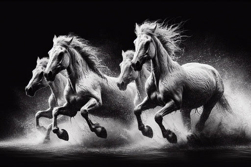Horse Mural Wallpaper | White Horses in Full Gallop
