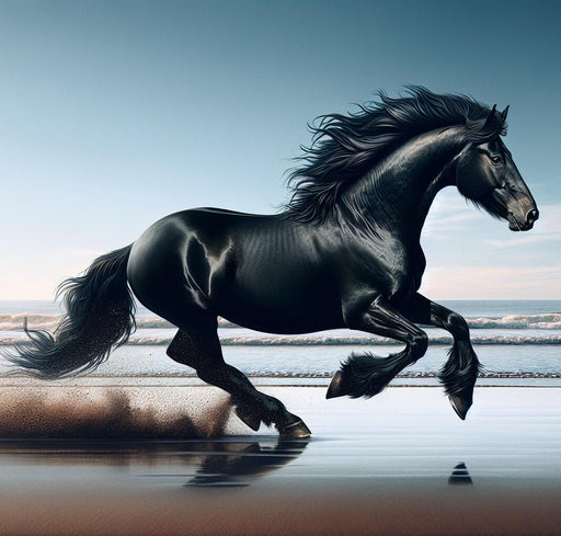 Horse Mural Wallpaper | Large Black Horse on the Beach