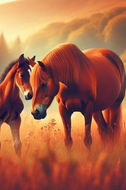 Horse Mural Wallpaper | Mother and Her Foal in Nature