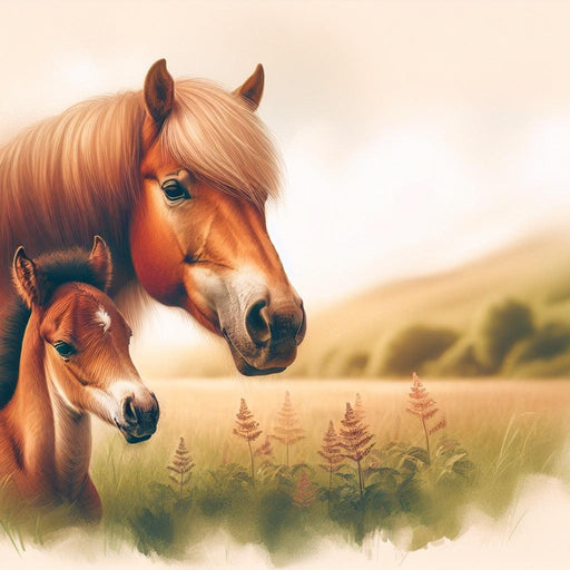 Horse Mural Wallpaper | Mother and Her Foal in the Fields
