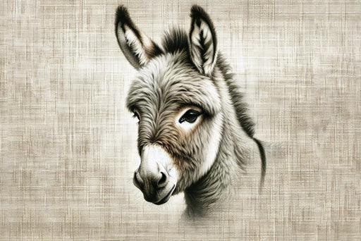 Horse Mural Wallpaper | Donkey Head on Canvas Background