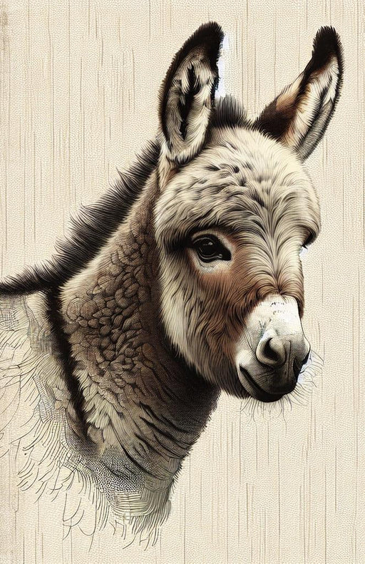 Horse Mural Wallpaper | Donkey Head on Burlap-Style Background