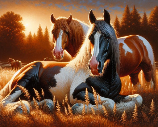 Horse Mural Wallpaper | Herd of Horses in the Countryside at Sunset