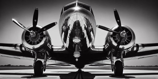 Airplane Mural Wallpaper | Realistic Black and White Chrome Airplane