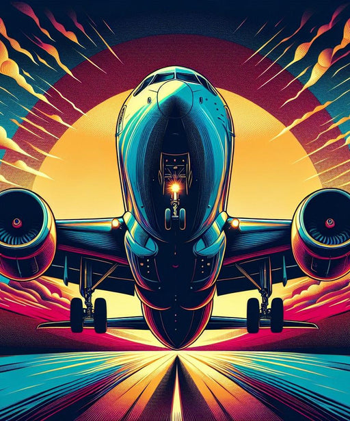 Airplane Mural Wallpaper | Takeoff in Pop Art and Colorful Style