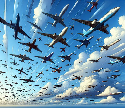 Airplane Mural Wallpaper | Drawing of Hundreds of Flying Airplanes