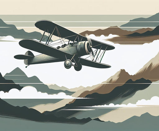 Airplane Mural Wallpaper | Mountain and Airplane in Neutral Tones