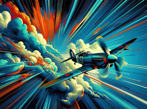 Airplane Mural Wallpaper | Blue, White, Red Clouds