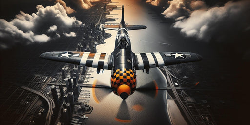 Airplane Mural Wallpaper | Flying Over Buildings and a Marina