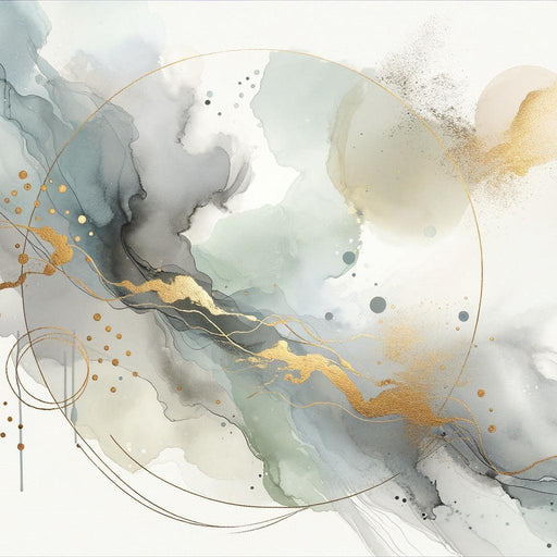 Abstract Mural Wallpaper | Dull-colored Watercolor with Golden Line