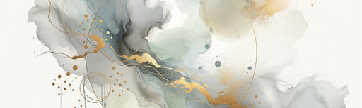 Abstract Mural Wallpaper | Dull-colored Watercolor with Golden Line