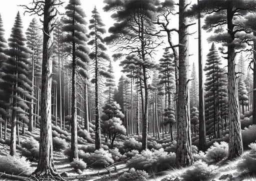 Black and White Tree Mural Wallpaper | Forest and Shrubs