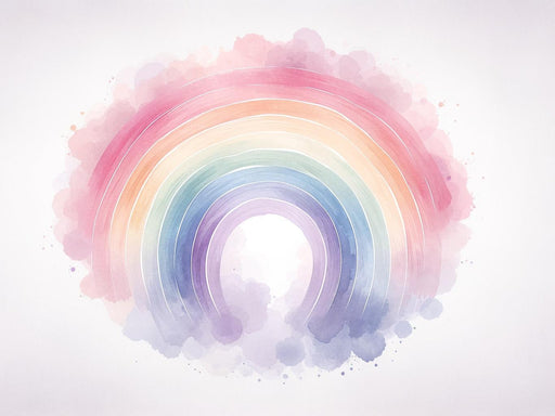 Rainbow Mural Wallpaper | Colorful Watercolor with Splatters and Light Background