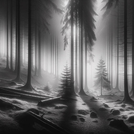 Forest Mural Wallpaper | Mysterious Mist with Black and White Trees
