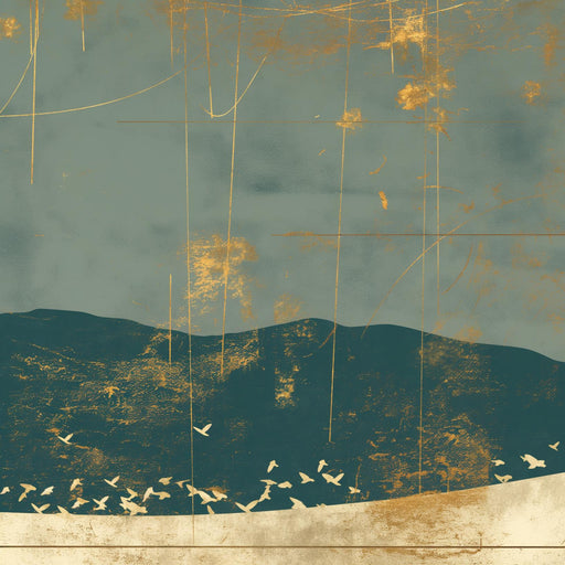 Abstract Mural Wallpaper | Mountain Between Gold and Green