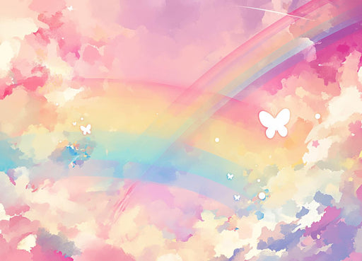 Rainbow Wallpaper | Multicolored Background and Butterflies