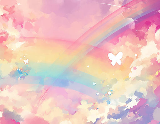 Rainbow Wallpaper | Multicolored Background and Butterflies
