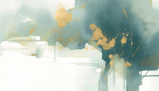 Art Deco Mural Wallpaper | Green and Gold Abstract Painting