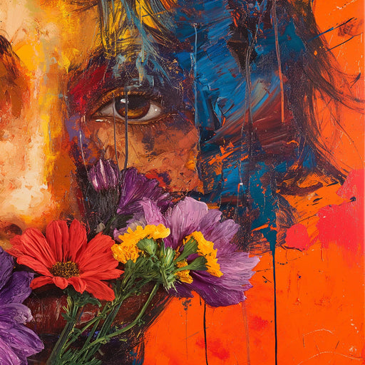 Art Deco Mural Wallpaper | Face and Flowers