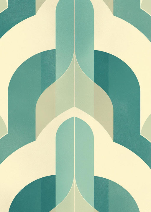 Contemporary Art Deco Mural Wallpaper | Green Symmetrical Shapes