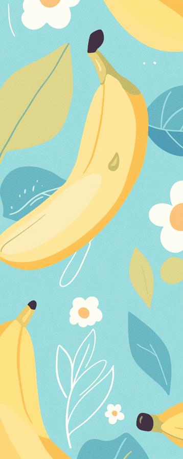 Banana Wallpaper | Flowers and Sky Blue Background