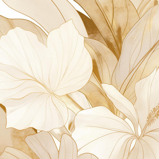 White and Gold Mural Wallpaper | White and Gold Flowers