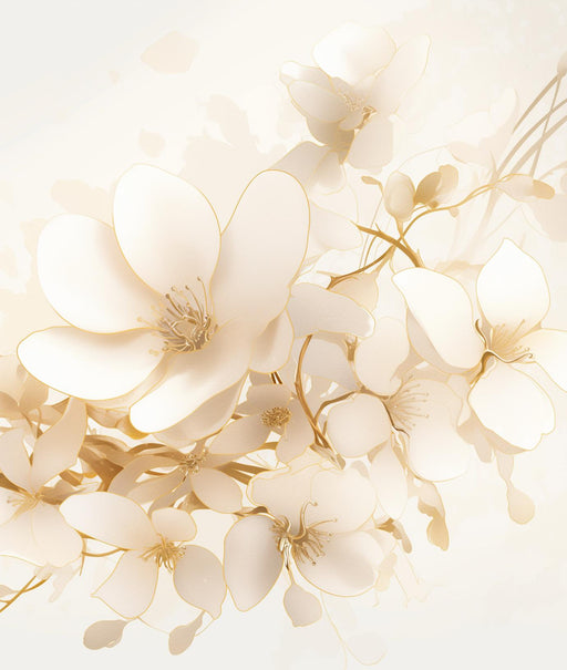 White and Gold Mural Wallpaper | Blossoming