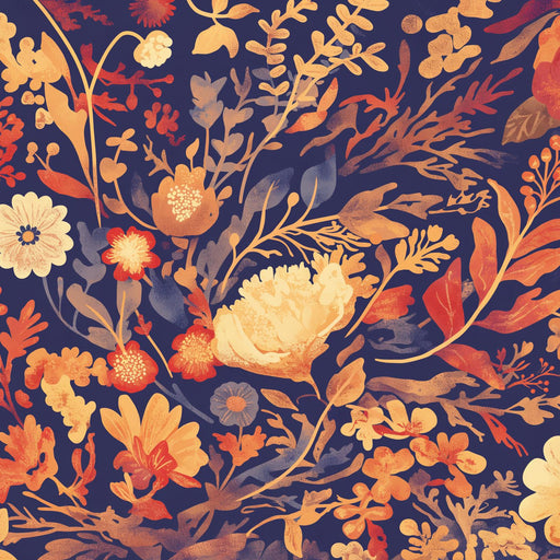 Bohemian Mural Wallpaper | Colorful Flowers on Purple Background