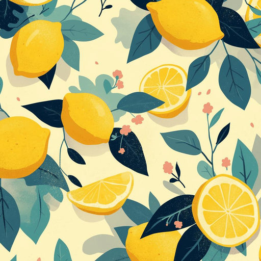 Lemon Wallpaper | Blue Green Toned Leaves