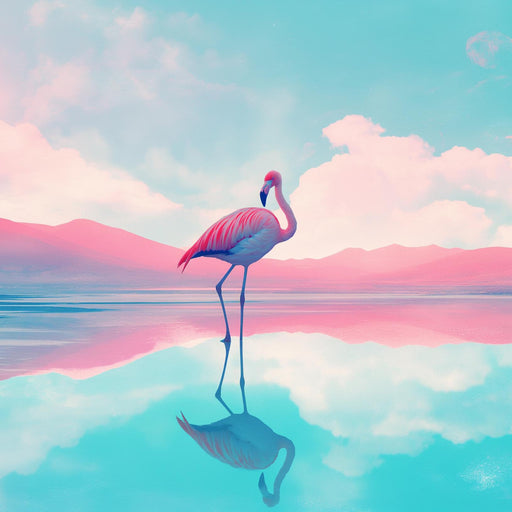 Mural Wallpaper Collage | Pink Flamingo and Pink Mountain
