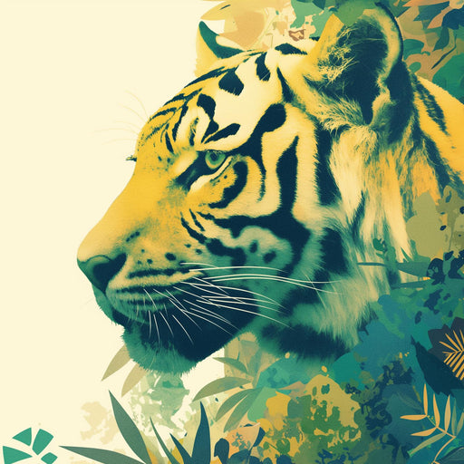 Mural Wallpaper Collage | Tiger and Tropical Forest