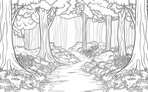 Coloring Mural Wallpaper | Path in the Forest