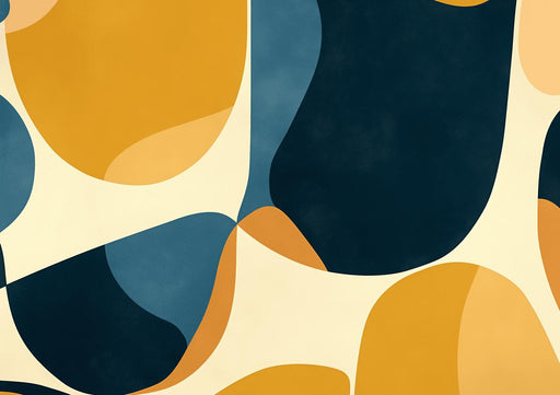 Contemporary Mural Wallpaper | Mustard and Blue