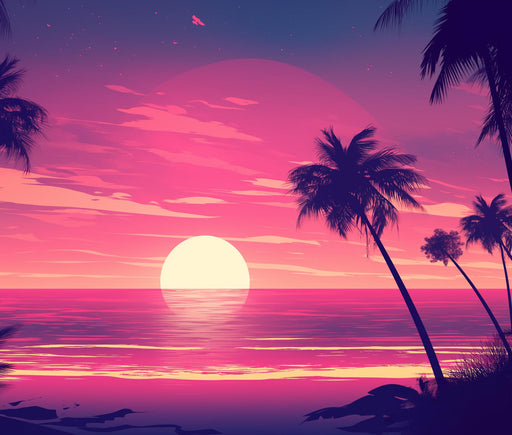 Sunset Mural Wallpaper | Pink-Toned Drawing