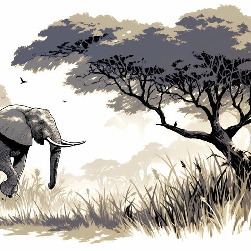 Elephant Mural Wallpaper | Subdued Colors