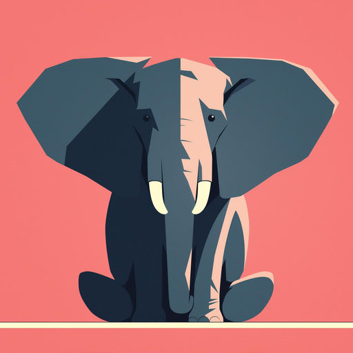 Elephant Mural Wallpaper | Sitting Between Shadow and Light on Pink Background