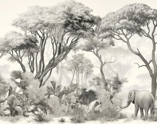 Elephant Wallpaper | Black and White Forest