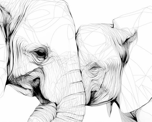 Elephant Mural Wallpaper | Black and White Graphic