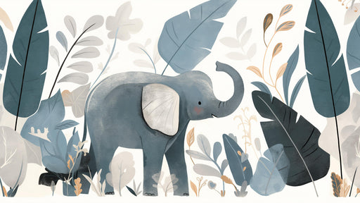 Elephant Mural Wallpaper | Children's Drawing Style
