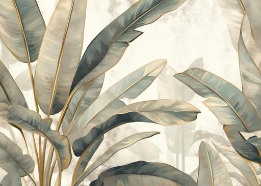 Foliage Mural Wallpaper | Beige, Green, and Gold