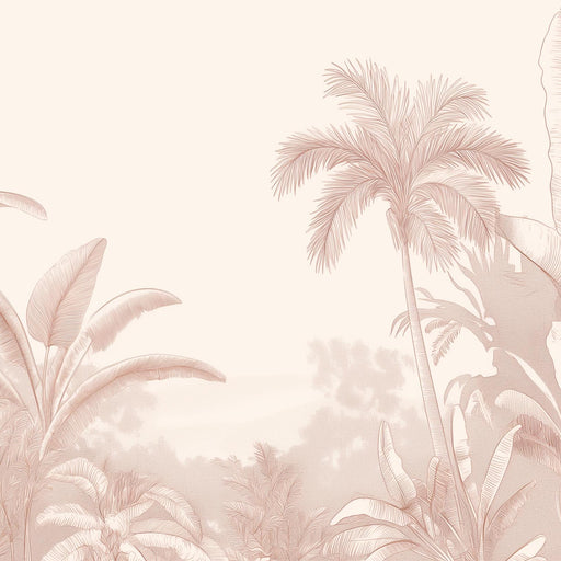 Beige Foliage Mural Wallpaper | Palms and Banana Trees