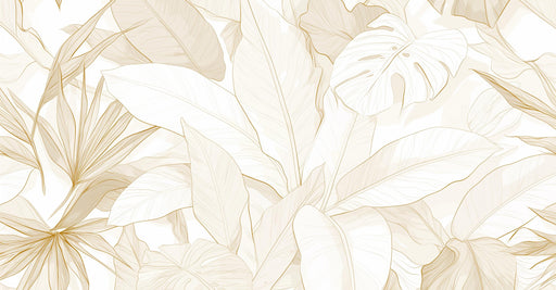 Beige and Copper Foliage Mural Wallpaper | Panoramic