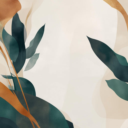 Chic Foliage Mural Wallpaper | Orange and Green