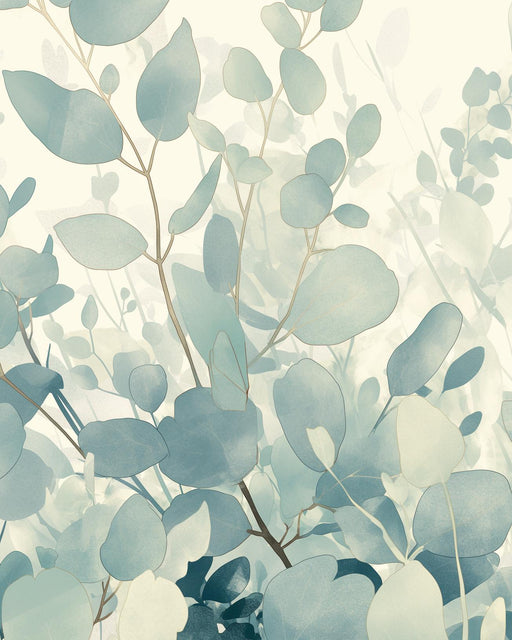 Eucalyptus Foliage Mural Wallpaper | Green Gray Tone