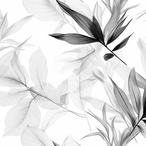 Black and White Foliage Mural Wallpaper | Shades of Gray