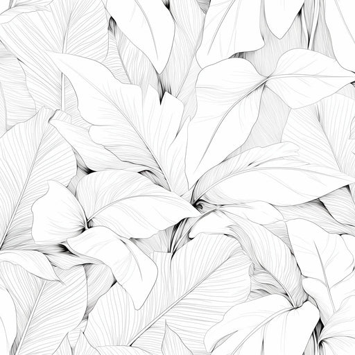 Black and White Foliage Mural Wallpaper | Pencil Drawing Style