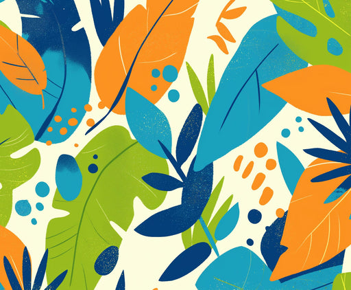 Pop Art Foliage Mural Wallpaper | Green Blue Orange