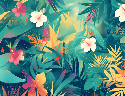 Tropical Foliage Mural Wallpaper | Multicolored Vegetation